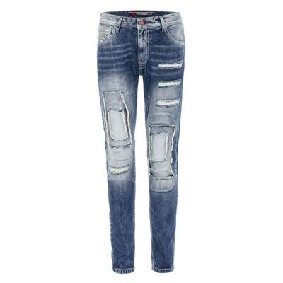 Regular-fit-Jeans CIPO & BAXX "Cipo & Baxx Jeans DENIM", Herren, Gr. W34/L32, Länge 32, blau, Obermaterial: 100% Baumwolle CO., uni, regular fit, Jeans, bequeme Jeans im ausgefallenen Lagen-Design, CD611