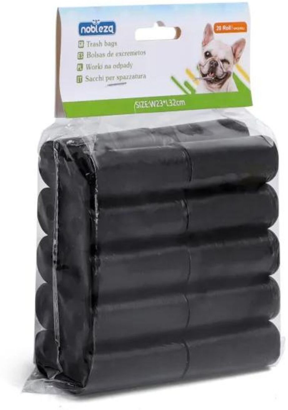 Nobleza Sacchetti Igienici per Cani 20 Rotoli Neri Resistenti e Universali