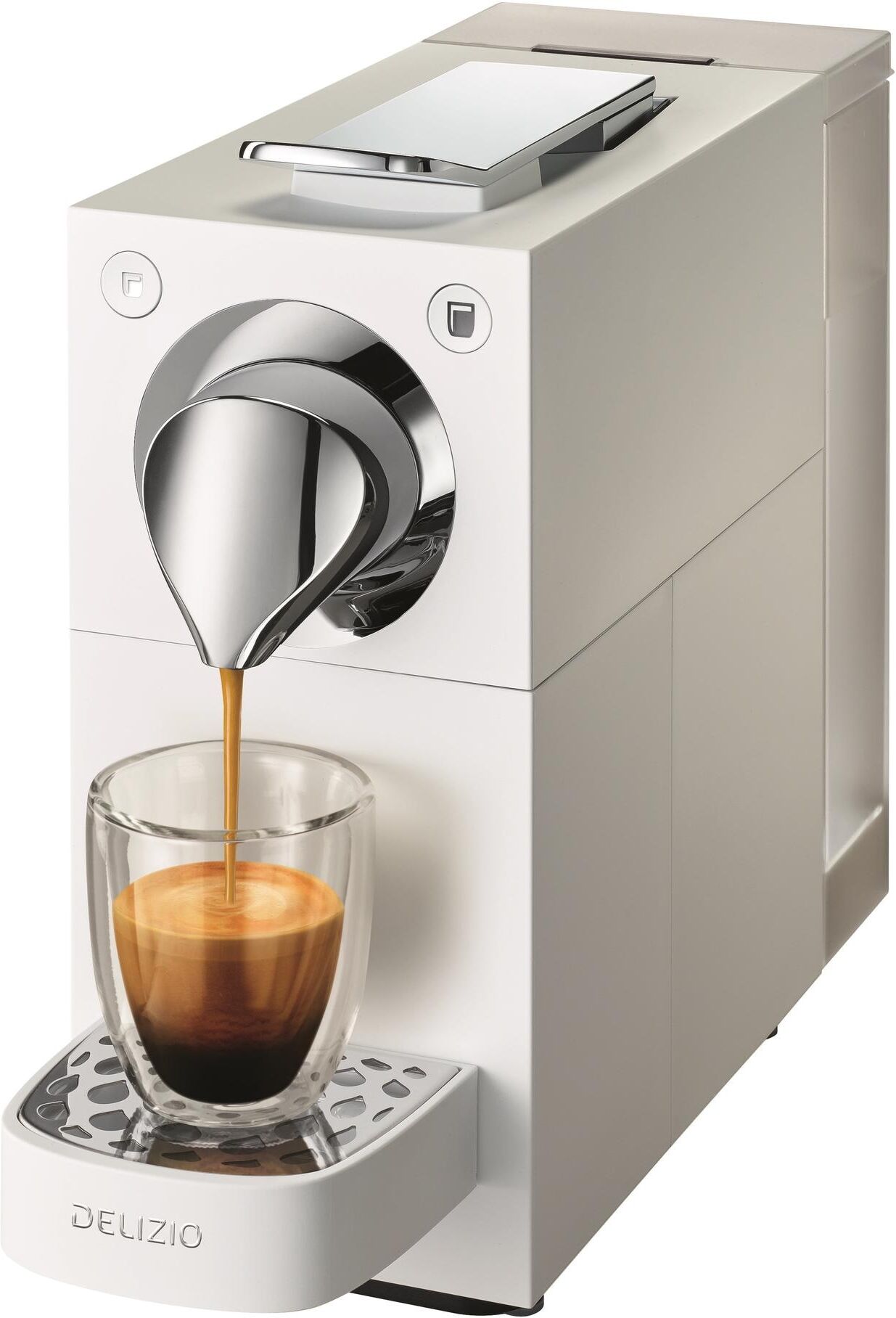 Kapselmaschine "Delizio Una Automatic Weiss", Energieeffizienz: A++, weiss (weiß), B:11cm H:25,3cm T:30,1cm, Kaffeemaschinen, Kapselmaschine weiß Einheitsgröße