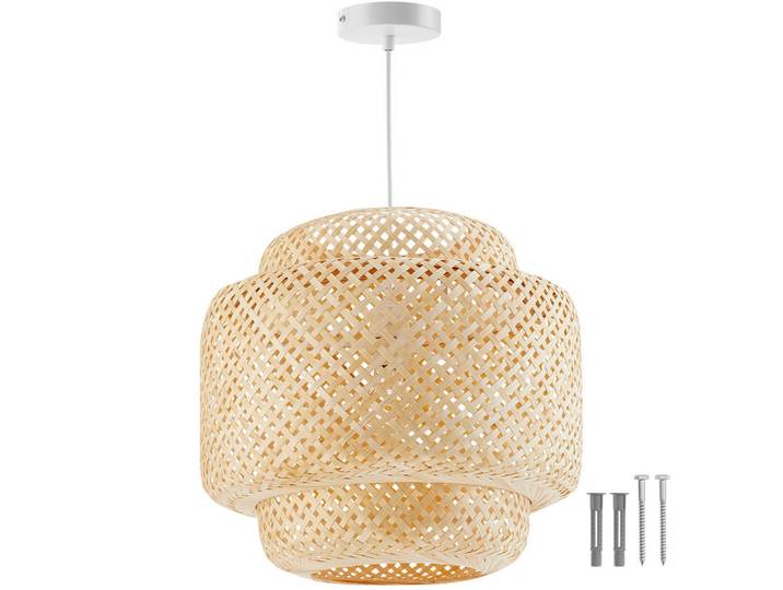 tectake Deckenleuchte Lignea Lux Aus Bambus, 40 x 39 cm, braun, Braun, Holz, E27, 40x39x40 cm, Lampen & Leuchten, Innenbeleuchtung, Deckenleuchten, Deckenleuchten
