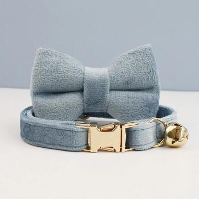 Inspired Finds ElegantPaws Personalized Bowknot Cat Collar With Free Custom Engraving dove Gray l