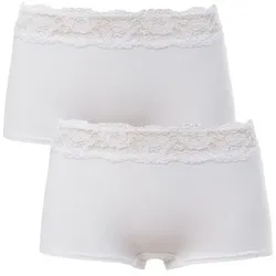 Trofe Lace Trimmed Boxer Briefs 2P Weiß Baumwolle X-Large Damen