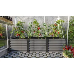 Vitavia Hochbeet Meta IN&OUT 401 S 65 x 185 cm 40 cm Granitgrau mit schwarzen Profilen