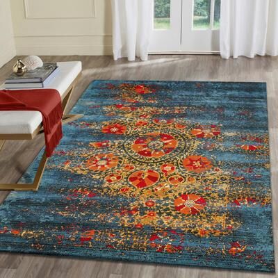 Liora Manne Lush Decor Marina Suzanie Indoor/Outdoor Rug Blue