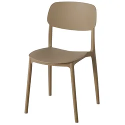 Boltze Stuhl Primus | Robuster Kunststoff-Stuhl Skandi-Stil, 42 x 40 x 79 cm, Beige/Braun