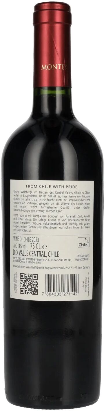 Montes Weine Montes CABERNET SAUVIGNON Reserva 2023 14% Vol. 0,75l