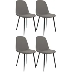CLP 4er Set Esszimmerstuhl Maryam Stoff   Farbe: hellgrau, Material: Stoff