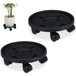 Relaxdays Pflanzenroller Kunststoff klein 2er Set Schwarz