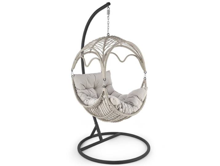 Fauteuil suspendu en rotin synthétique gris clair
