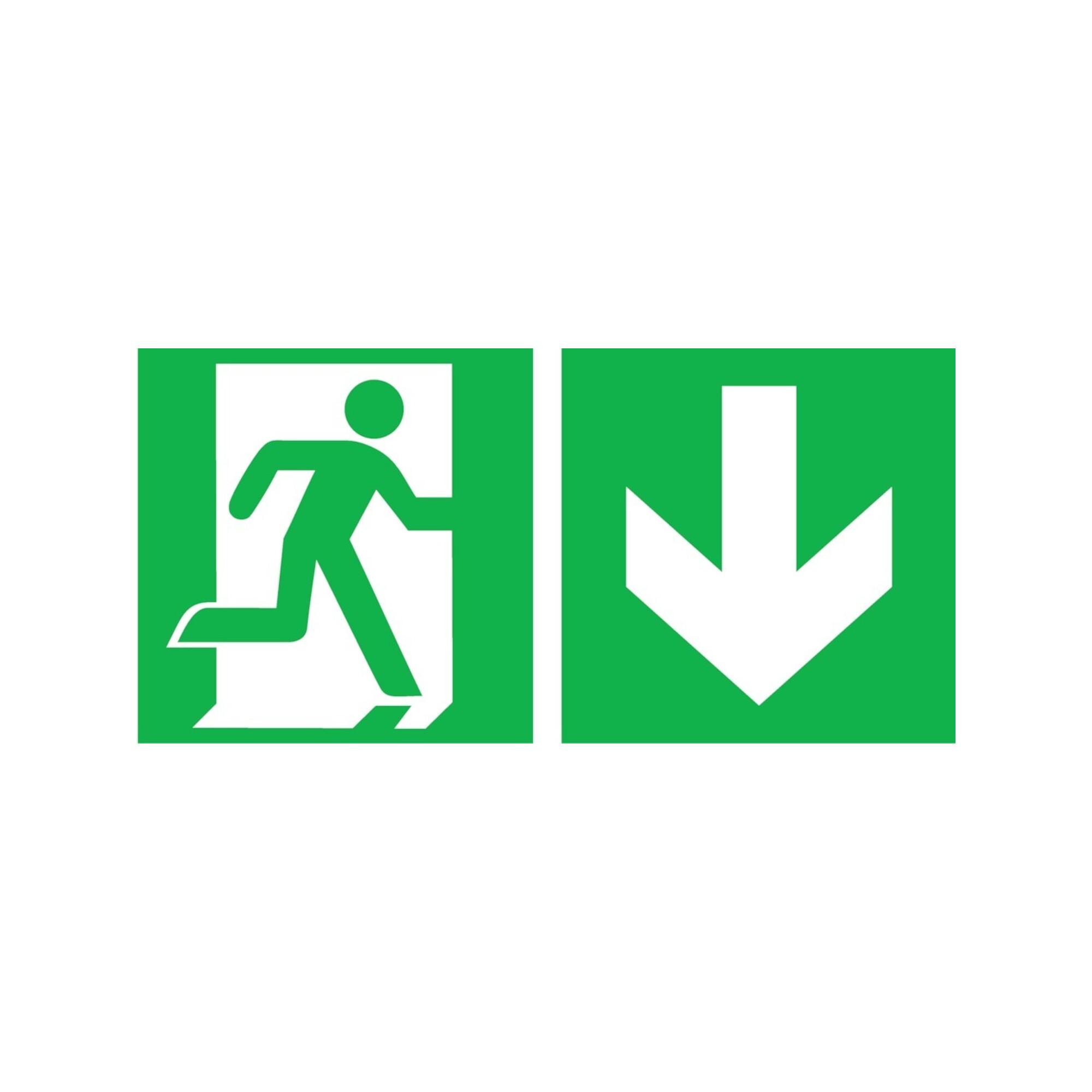 SafetyMarking Fluchtwegschild Folie B300xH150 mm Notausgang rechts mit Pfeil abwärts ; wolk (38.0069)
