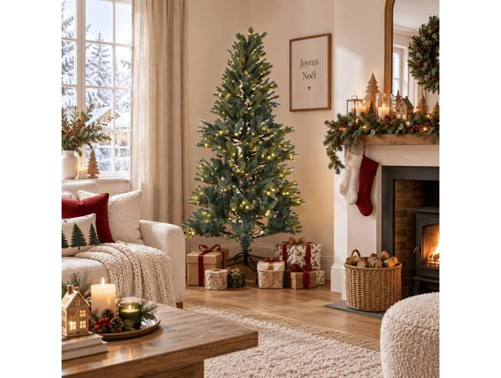 Sapin de noël lumineux en polyéthylène vert 115x115x180 cm