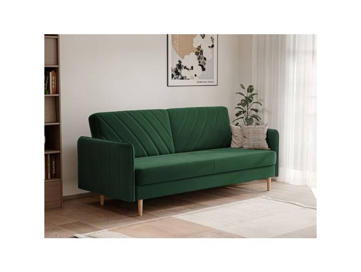 Canape Convertible COLETTE - 3 places - avec coffre de rangement - Moderne - Vert