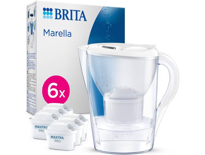 BRITA - Waterfilterkan - Marella Cool - 2\,4L - Wit - incl. 6 MAXTRA PRO ALL-IN-1 waterfilterpatronen - Voordeelverpakking