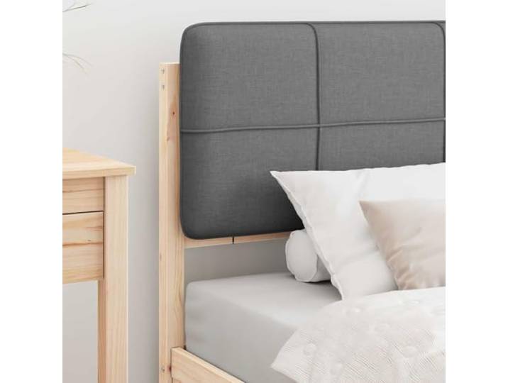 KTHLBRH Holzbett mit Kopfteil beschichtet Hellgrau 90 x 190 cm Minimalistische Struktur, gepolstertes Kopfteil, rechteckiger Rahmen, modernes Zimmer
