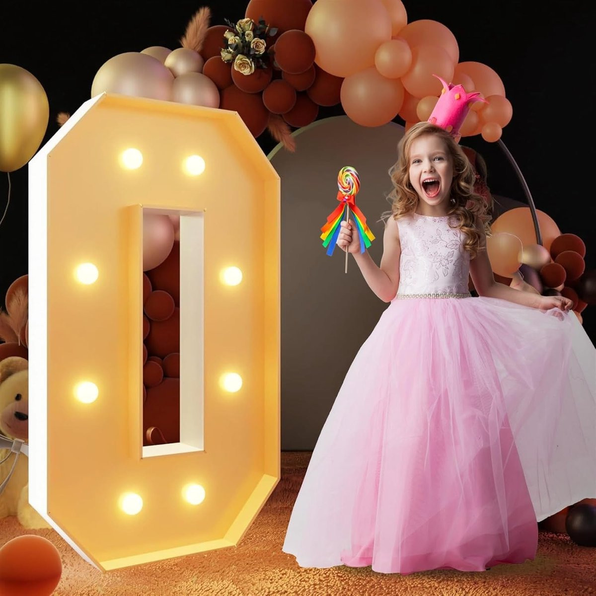 Lichtgevende Mozaïek Letter Decoratie met LED-effect - Wit - 70 cm