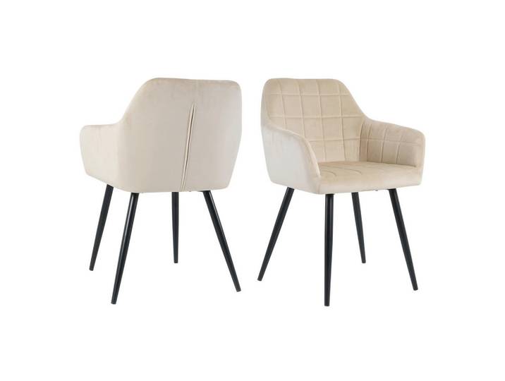 Livetastic Armlehnstuhl-Set, Beige, Karo, konisch, 59x83x62 cm, Esszimmer, Stühle, Esszimmerstühle, Esszimmerstühle-Set