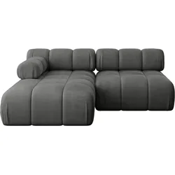 ECKSOFA modulares Sofa Razon-L1 - 190x160x70 cm Dunkelgrau Velours