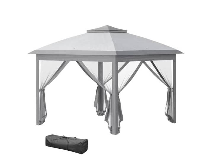 Outsunny Pavillon 3,3x3,3m Wasserabweisend Winterfest UV Schutz Grau