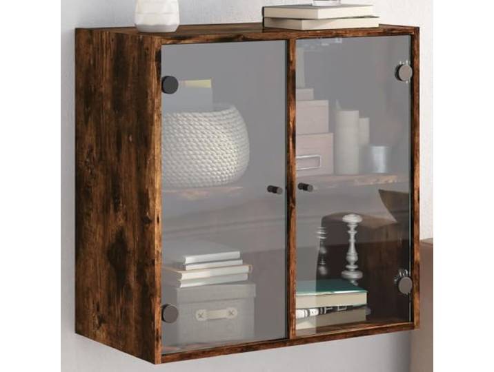 VIHHQGC Wandschrank mit Glastüren Räuchereiche 68x37x68,5 cm Mehrere Fächer, Holzwerkstoff, feuchtigkeitsresistent, vielseitig, Wandmontage, elegantes Design