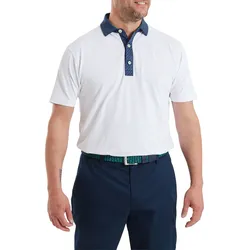 FootJoy Polo Star Geo Trim Pique, weiss/navy