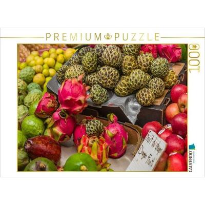 CALVENDO Puzzle Tropische Früchte auf dem Markt in Centre de Flacq in Mauritius | 1000 Teile Lege-Größe 64x48cm Foto-Puzzle für glückliche Stunden