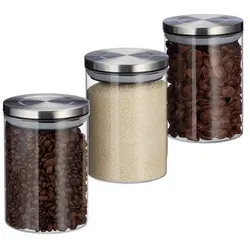 relaxdays Vorratsglas 3er Set je 600 ml weiß