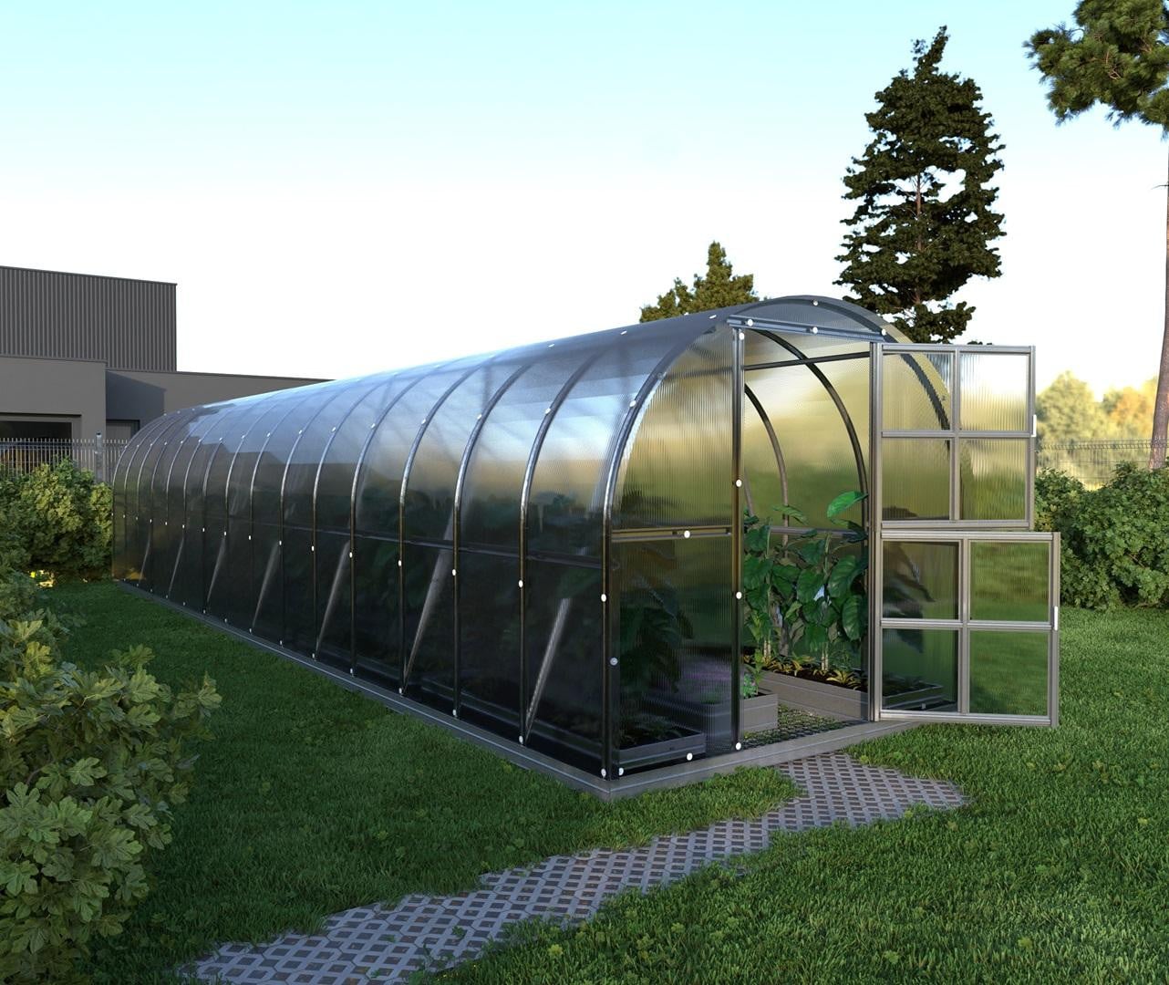 Baumera Kas KLASIKA 36 met funderingen en 6 mm polycarbonaat, 3 x 12 meter