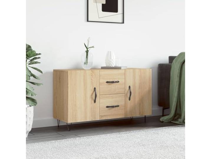 HEFZGDB Moderne Sideboards für Wohnzimmer in Sonoma-Eiche mit Metallbeinen und Holzwerkstoff, Sideboard mit Wandhalterung zur Sicherung für die Wohnungseinrichtung, Stauraum Sideboard