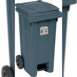 Stefanplast 120-Liter-Mülltonne mit Rollen und Pedal, Eisengrau