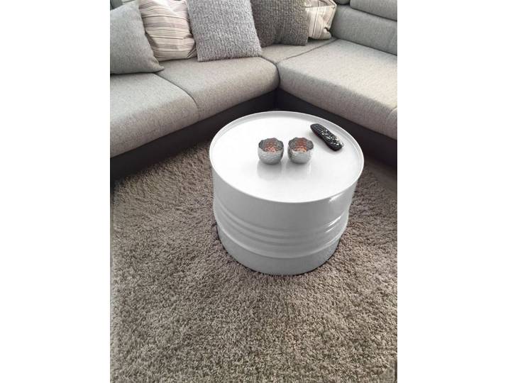 SRM Design Beistelltisch Fassmöbel Beistelltisch Tisch Fass Design Möbel Couchtisch Weiß Ø 57cm