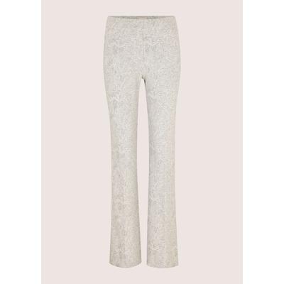 Jerseyhose MADELEINE "Hose Schmale Jerseyhose mit Paisley-Druck", Damen, Gr. 17, weiß (wollweiß, silberfarben), Modern, slim fit, Hosen Jerseyhose