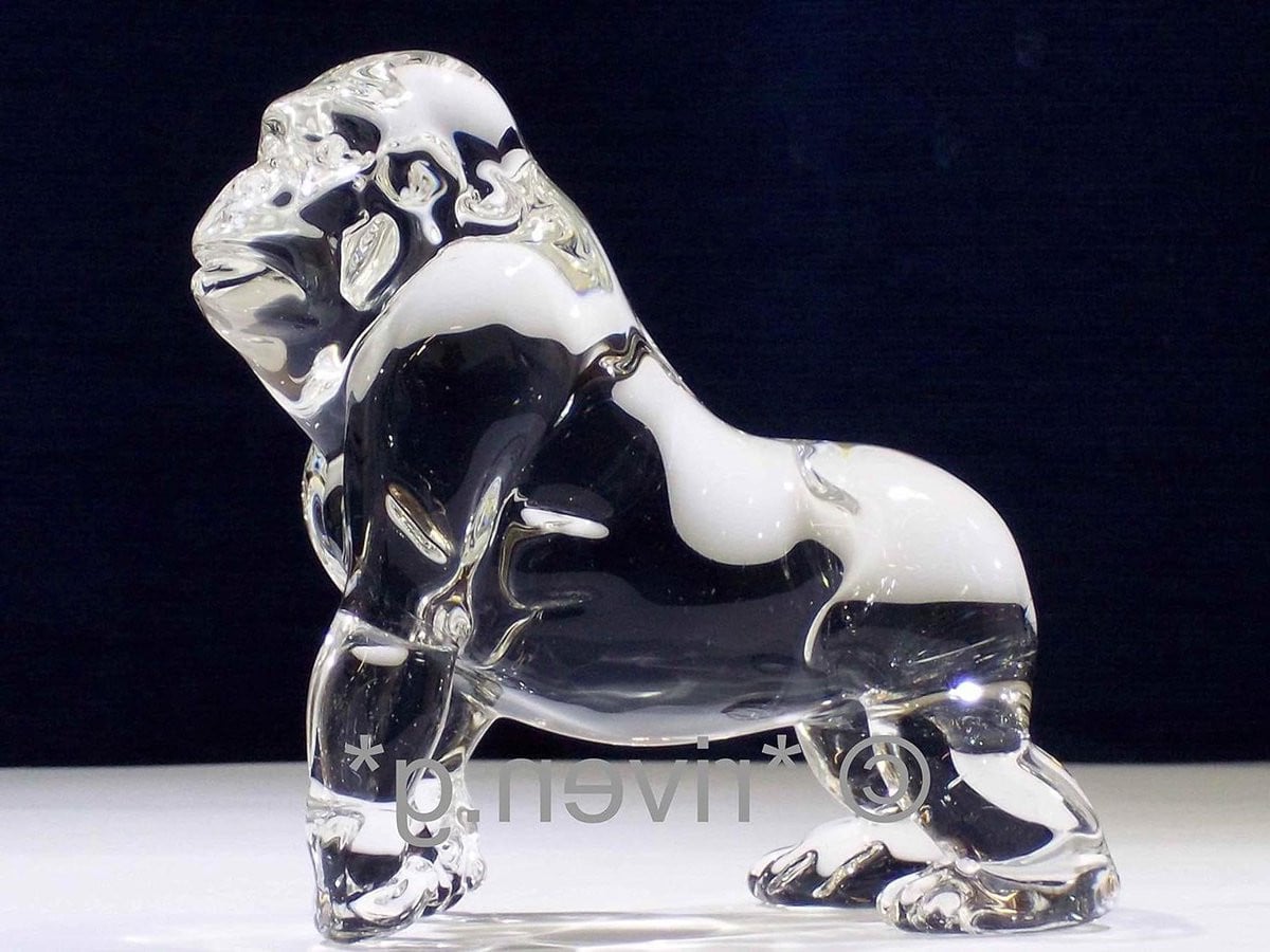 Handgemaakt Gorilla Beeldje van Glas - Transparant Decoratiebeeldje voor op Tafel