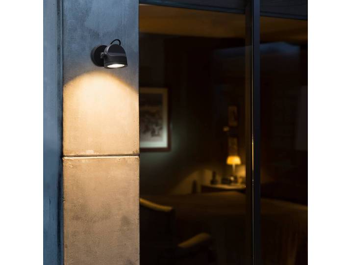 FARO BARCELONA Alfa - neigbarer LED-Außenwandstrahler, IP65 ALFA, schwarz, Aluminium, Modern, Wandstrahler