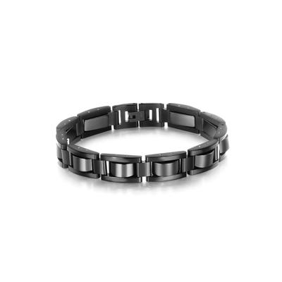 Gliederarmband FIRETTI "Schmuck Geschenk Black Steel", schwarz, Armbänder, Herren, 22cm, Edelstahl, Gliederarmband