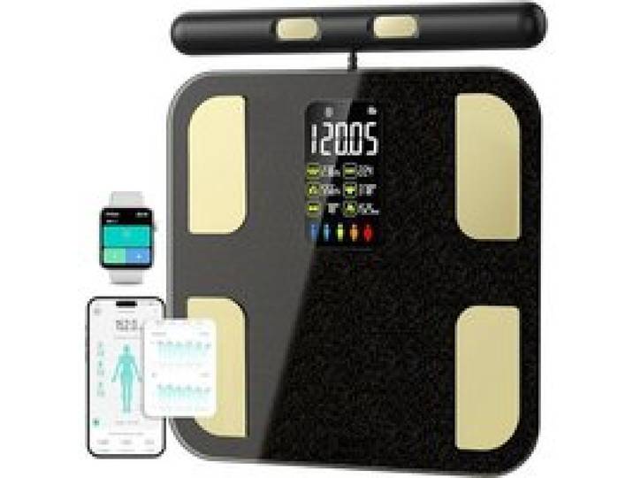 Pèse Personne Balance Connectée Avec 8 Électrodes Affichage VA 20 Données pour Andriod et iOS Max. 180kg/400lb/28st