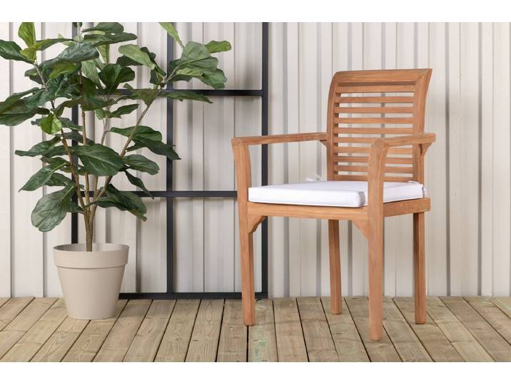 2er Set Gartenstuhl Tansania - aus massivem, poliertem Teakholz - Natur - Luxusbetten24