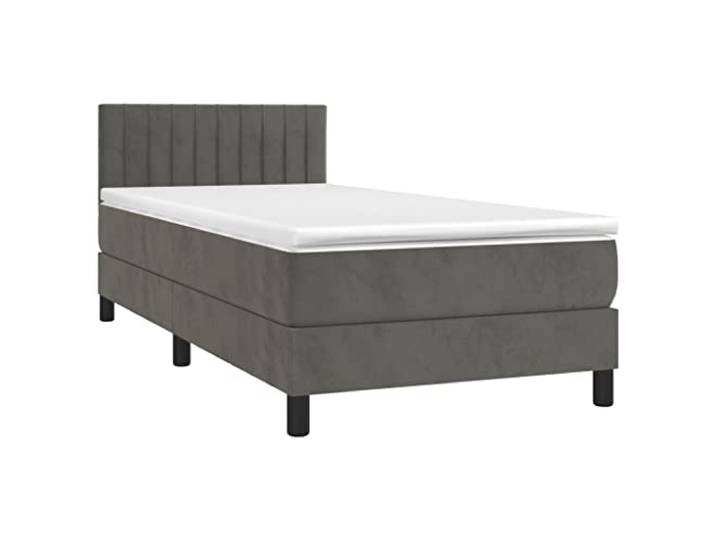vidaXL Boxspringbett mit Matratze Dunkelgrau 90x200 cm Samt