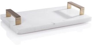 Zodax "13"" Long Marble Tray with Gold Handles"