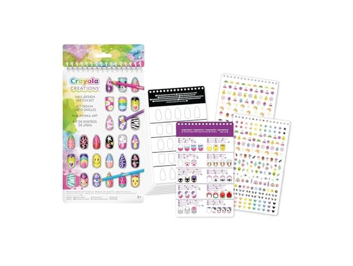 CRAYOLA Creations Nail Art Album, tekenset met stickers voor het maken van nail-art-schetsen, 04-1275