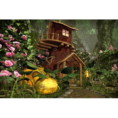 Fototapete PAPERMOON "Fantasie Haus", bunt, B:3,5m L:2,6m, Vlies, Tapeten