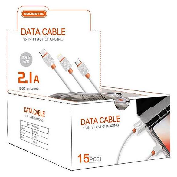 Somostel USB-KABEL IPHONE 2A SCHWARZ 2000mAh SCHNELLLADEGERÄT 1M POWERLINE SMS-BP03 15PCS GESCHENK (1 m, USB 2.0) (38657642)
