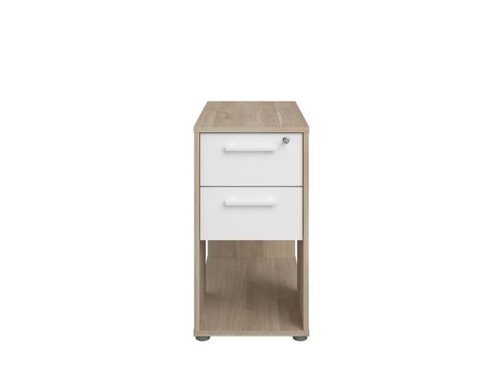 Caisson 2 tiroirs et 1 niche START UP 2 imitation chêne et blanc