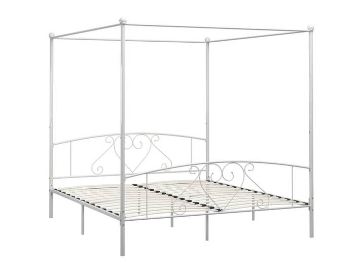 vidaXL Himmelbett, Baldachin Bett-Gestell Weiß Metall 180 x 200 cm