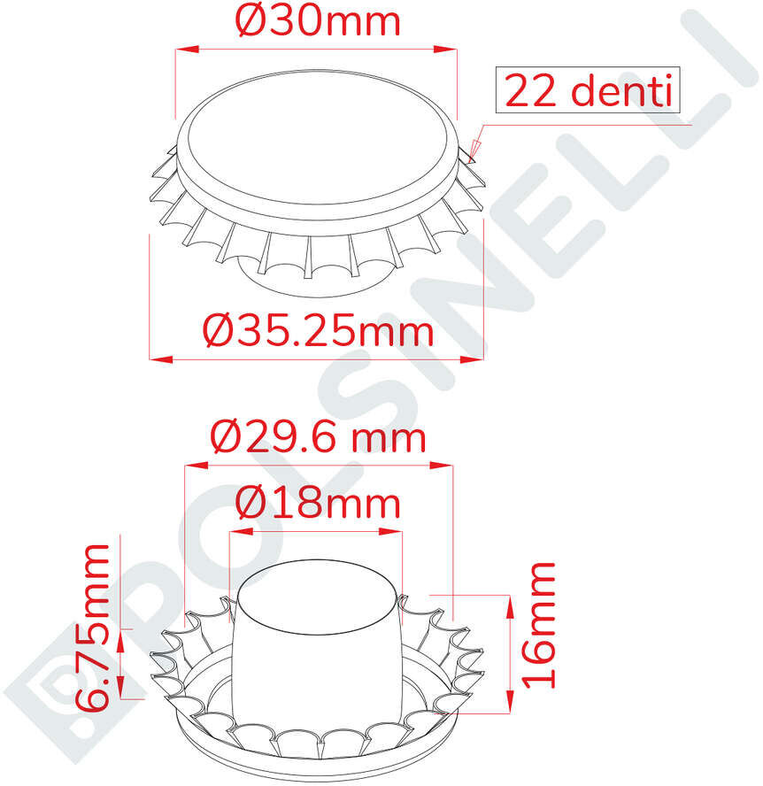 Polsinelli Bouchon couronne jeune avec Bidule ⌀29 (200 pcs)
