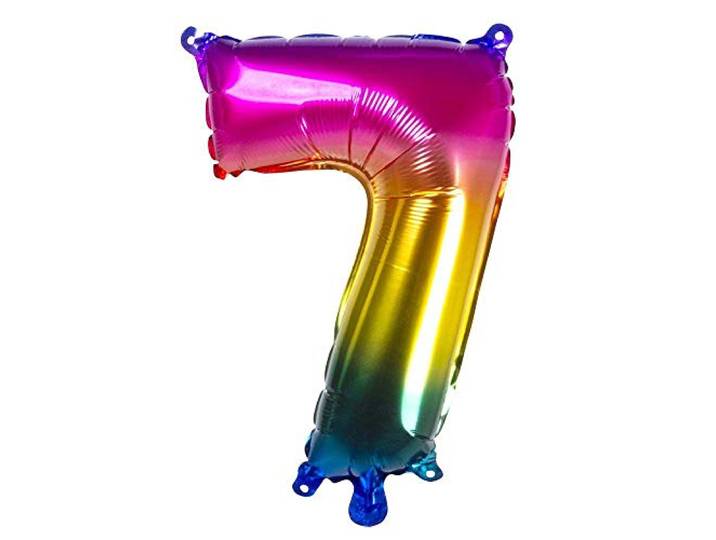 Boland - Folieballon met getal, grootte 36 cm, regenboogkleuren, cijferballon, nummer, ballon, helium, verjaardag, jubileum, jubileum, levensjaar, verrassingsfeest, decoratie