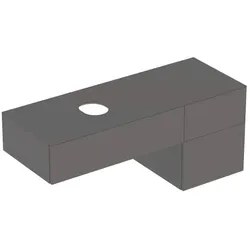 Geberit VariForm Unterschrank für Aufsatzwaschtisch, drei Schubladen, Ablagefläche, Geruchsverschluss, Breite 135 cm, 501.190.00.1, Farbe: Oberfläche: lava, lackiert matt, Deckplatte: lava matt