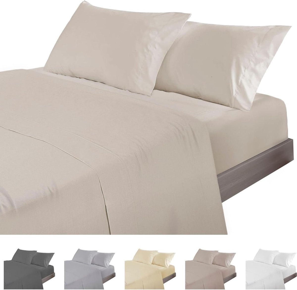 Cama 4-delig beddengoedset beige voor 160 cm
