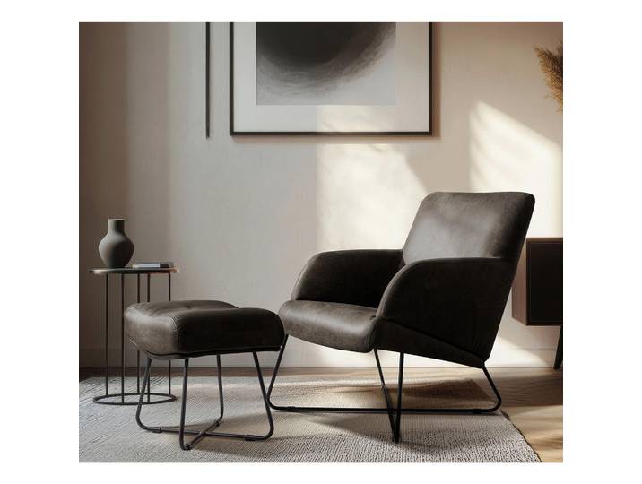 Livetastic Sesselset, Fango, Cognac, Metall, Echtleder, Anilinleder, 67x87x74 cm, Lederauswahl, Wohnzimmer, Sessel, Ledersessel