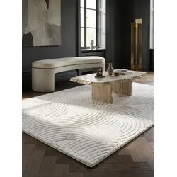Kurzflorteppich ILLER, mit 3D-Design, Florhöhe 12 mm, Creme, 280 x 370 cm