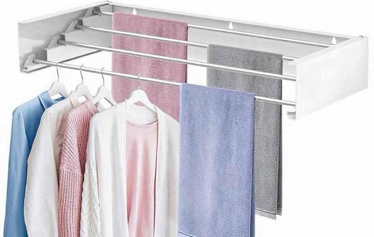 Wit opvouwbaar wandrek voor kleding, breedte: 60 cm